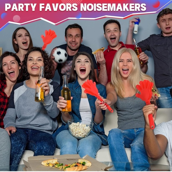Large Red Hand Clappers Noise Makers Sporting Events Party Supplies Set of 4 - Picture 5 of 8